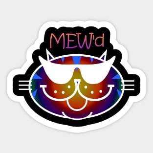 MEW'd - Dark Rainbow, White Outline Sticker